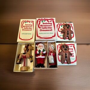 Holiday Memories Collector Ornament Lot Of 4 Vintage Horse Santa Gingerbread Man